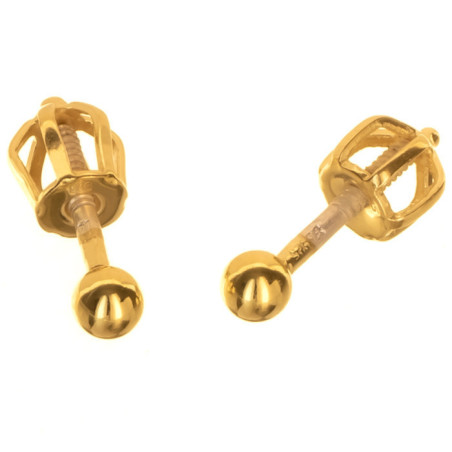 Pozlacené stříbrné náušnice - kulky, průměr 3 mm