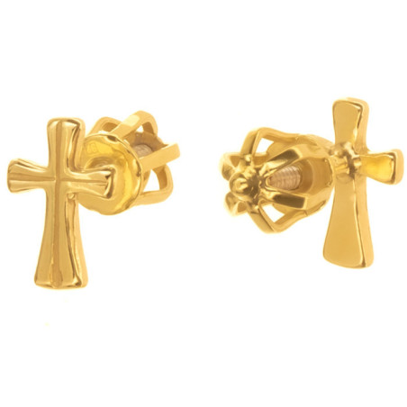 Pozlacené stříbrné náušnice - křížek