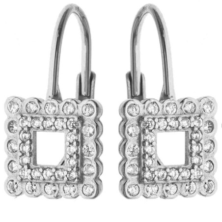 Stříbrné náušnice - čiré kulaté zirkony