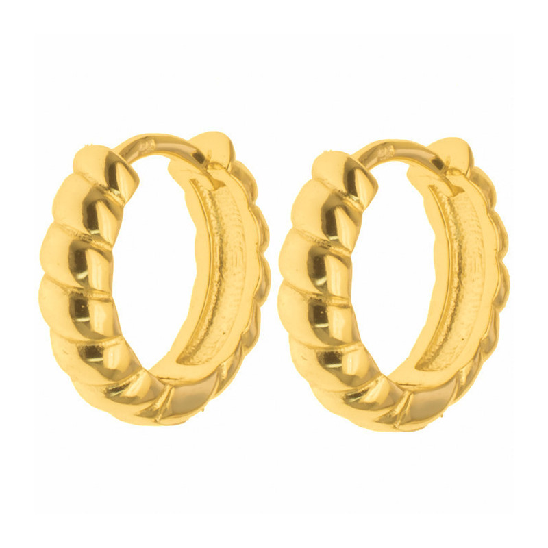 Pozlacené stříbrné náušnice kroužky - 13 mm průměr