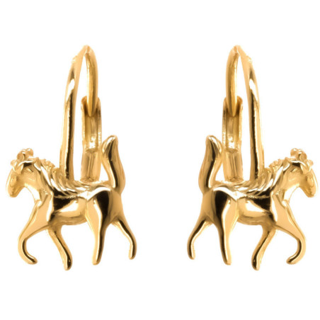 Pozlacené stříbrné náušnice - kůň