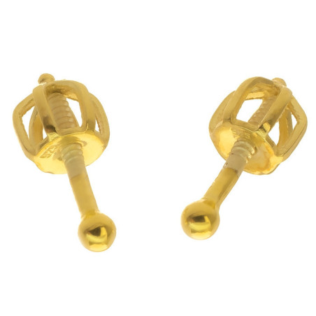 Pozlacené stříbrné náušnice - kulky, průměr 2 mm