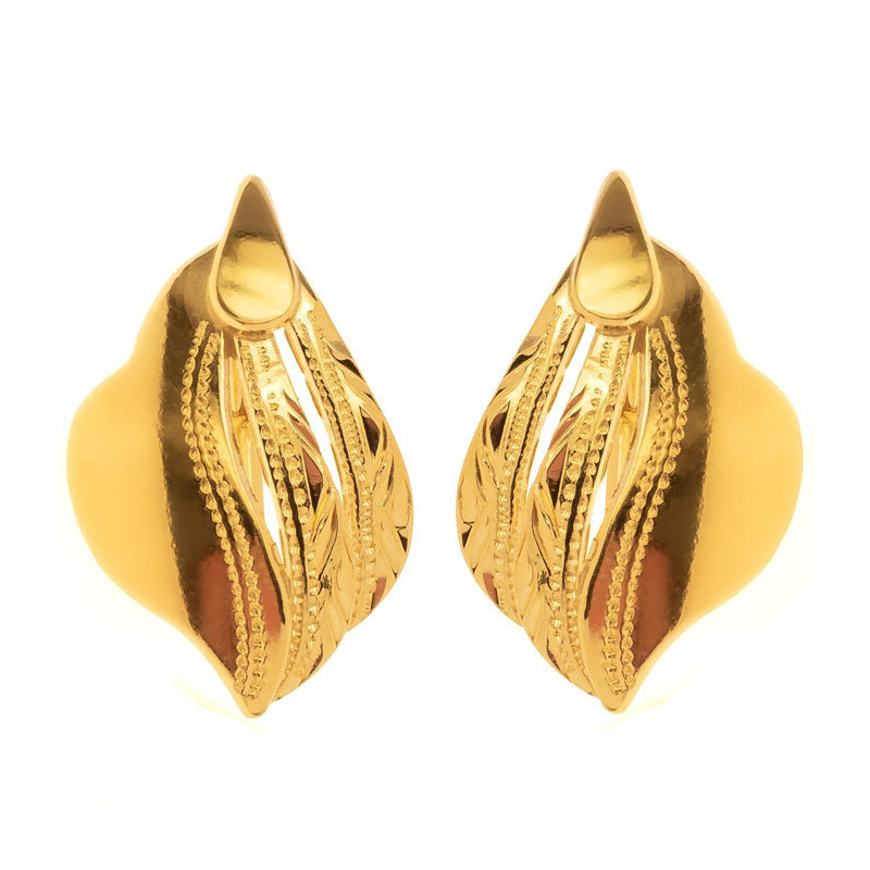 Pozlacené stříbrné náušnice - s ručním gravírem