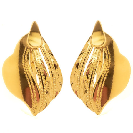 Pozlacené stříbrné náušnice - s ručním gravírem