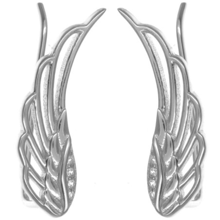 Stříbrné náušnice na lalok - andělské křídlo