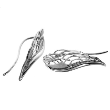 Stříbrné náušnice na lalok - andělské křídlo