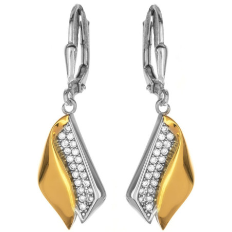 Kombinované stříbrné náušnice - čiré kulaté zirkony