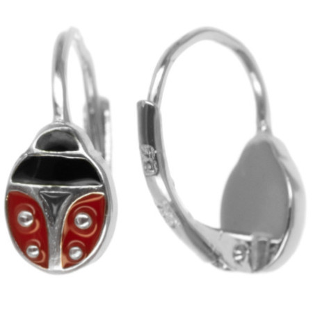 Stříbrné náušnice - beruška, barevná glazura