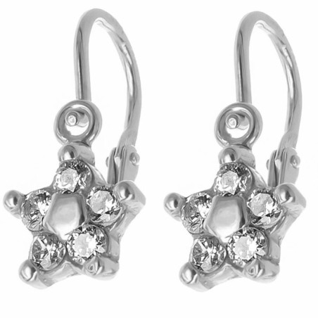 Stříbrné náušnice - hvězdička, čiré zirkony