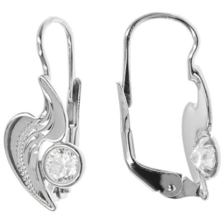 Stříbrné náušnice - s ručním gravírem, čirý kulatý zirkon