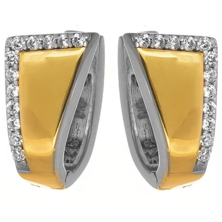 Kombinované stříbrné náušnice - čiré kulaté zirkony