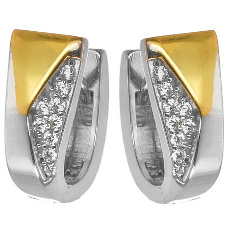 Kombinované stříbrné náušnice - čiré kulaté zirkony