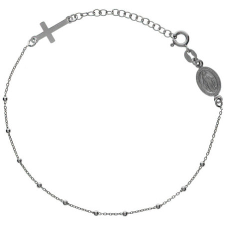 Stříbrný náramek růženec - 1 desítek, křížek, Zázračná medailka, délka 20 až 23 cm