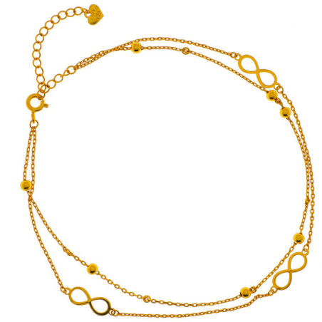 Pozlacený stříbrný náramek - nekonečno, kulky, délka 22 až 26 cm
