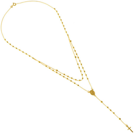 Zlatý náhrdelník - růženec, 5 desátků, křížek, Zázračná medailka, délka 45 cm