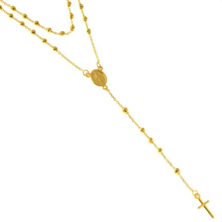 Zlatý náhrdelník - růženec, 5 desátků, křížek, Zázračná medailka, délka 45 cm