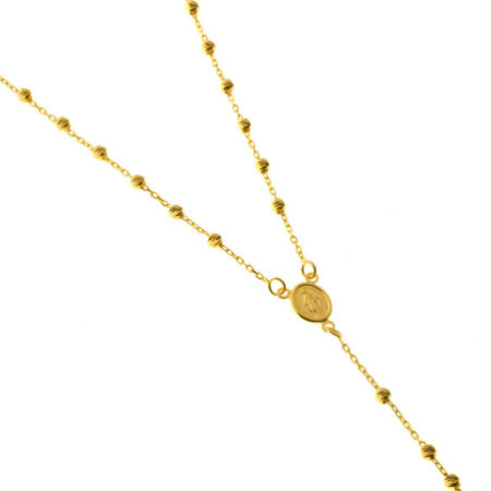 Zlatý náhrdelník - růženec, 5 desátků, křížek, Zázračná medailka, délka 60 cm
