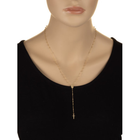 Zlatý náhrdelník - růženec, 5 desátků, křížek, Zázračná medailka, délka 50 cm