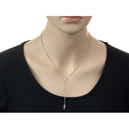 Zlatý náhrdelník - růženec, 5 desátků, křížek, Zázračná medailka, délka 45 cm