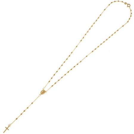 Zlatý náhrdelník - růženec, 5 desátků, křížek, Zázračná medailka, délka 45 cm
