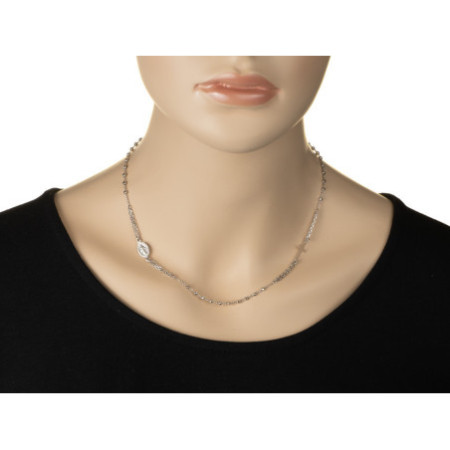 Stříbrný náhrdelník - růženec, 3 desítky, křížek, Zázračná medailka, délka 45 až 50 cm