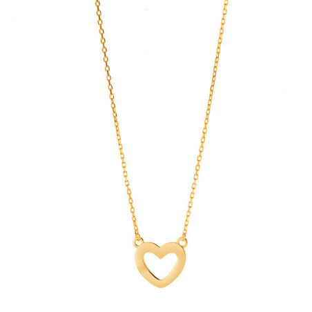 Pozlacený stříbrný náhrdelník - srdíčko, délka 43 až 46 cm