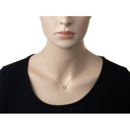 Pozlacený stříbrný náhrdelník - čiré kulaté zirkony, délka 43 až 46 cm