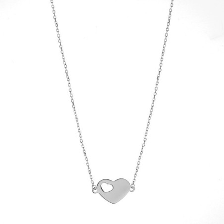 Stříbrný náhrdelník - srdíčko, délka 43 až 46 cm