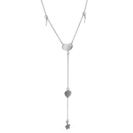 Stříbrný náhrdelník - srdíčko, hvězdička, délka 43 až 46 cm