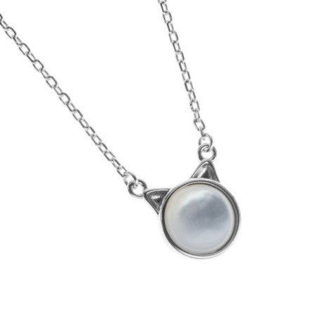 Stříbrný náhrdelník - perleť, délka 43 až 46 cm
