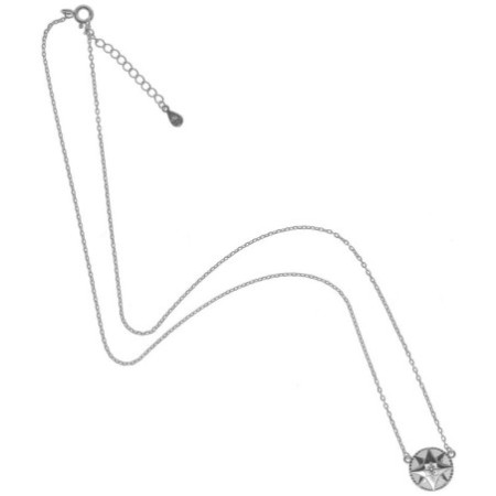 Stříbrný náhrdelník - hvězdička, perleť, čirý kulatý zirkon, délka 43 až 46 cm