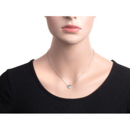 Stříbrný náhrdelník - hvězdička, perleť, čirý kulatý zirkon, délka 43 až 46 cm