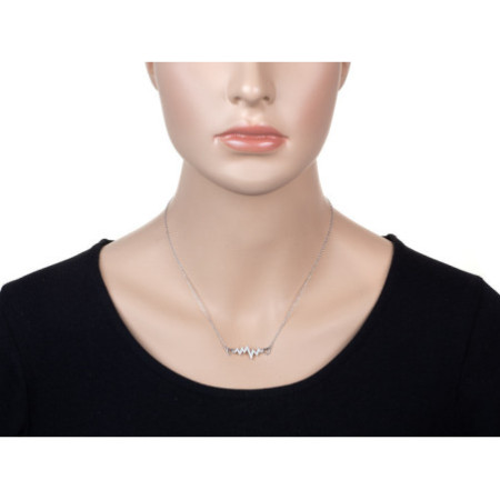 Stříbrný náhrdelník - EKG, čiré kulaté zirkony, délka 43 až 46 cm