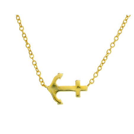 Pozlacený stříbrný náhrdelník - kotva, délka 41 až 44 cm