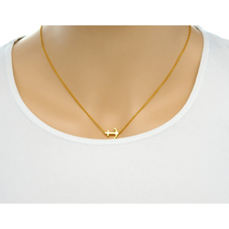 Pozlacený stříbrný náhrdelník - kotva, délka 41 až 44 cm