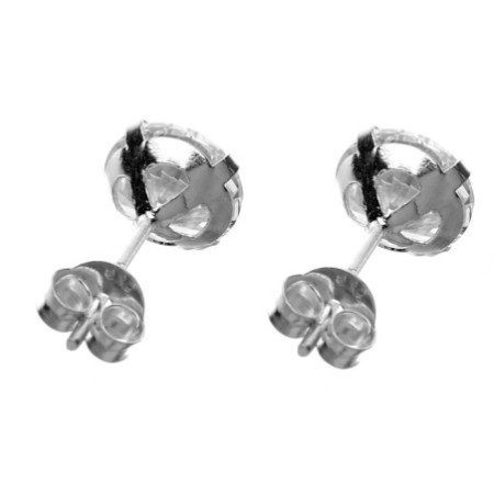 Stříbrné náušnice - čirý kulatý zirkon, velikost 7 mm