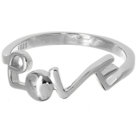Stříbrný prsten - nápis LOVE