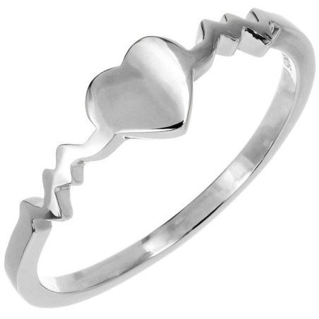 Stříbrný prsten - srdíčko, EKG