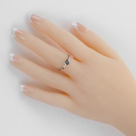 Stříbrný prsten - srdíčko, EKG