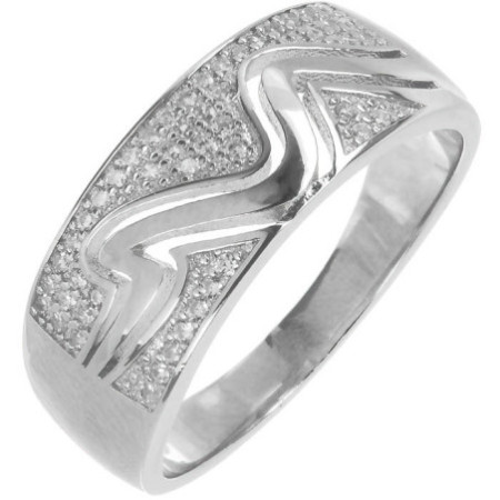 Stříbrný prsten - čiré kulaté zirkony