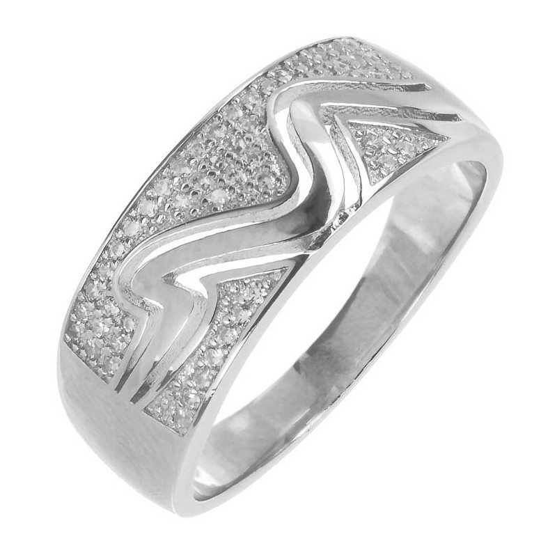 Stříbrný prsten - čiré kulaté zirkony