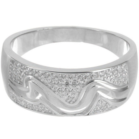 Stříbrný prsten - čiré kulaté zirkony