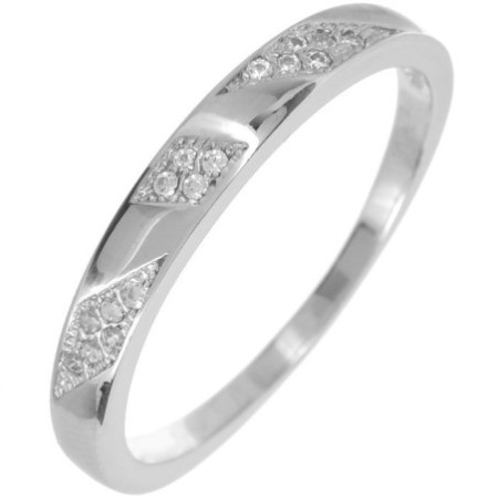 Stříbrný prsten - čiré kulaté zirkony