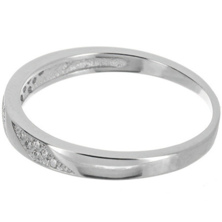 Stříbrný prsten - čiré kulaté zirkony