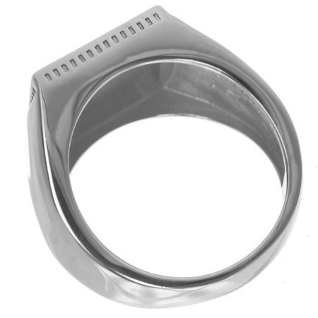 Stříbrný prsten - pečetní, černá glazura ve tvaru čtverce