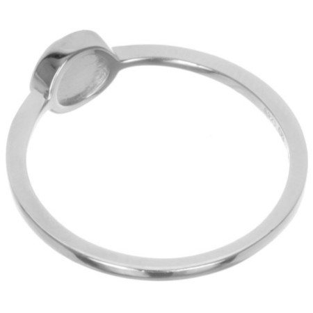 Stříbrný prsten - bílý kulatý syntetický opál