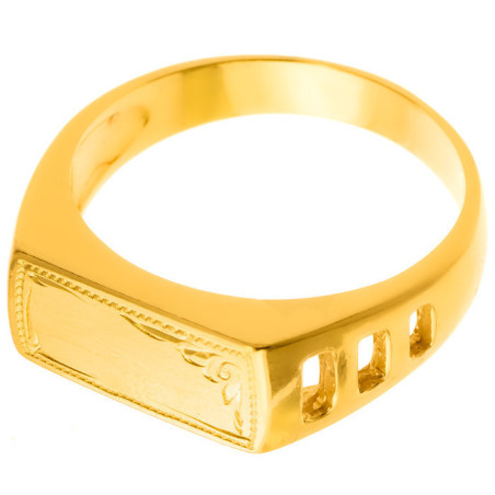 Pozlacený stříbrný prsten - pečetní, s ručním gravírem