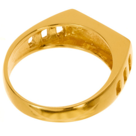 Pozlacený stříbrný prsten - pečetní, s ručním gravírem