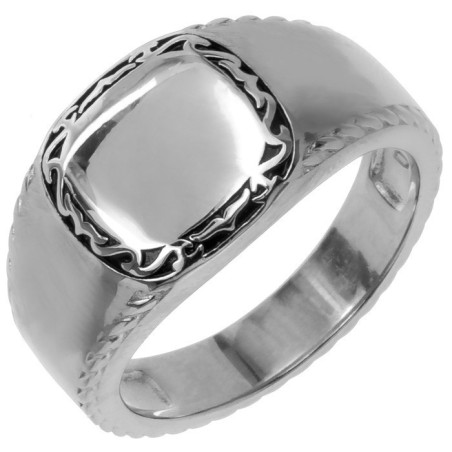 Stříbrný prsten - pečetní, černá glazura