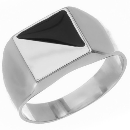 Stříbrný prsten - pečetní, černá glazura